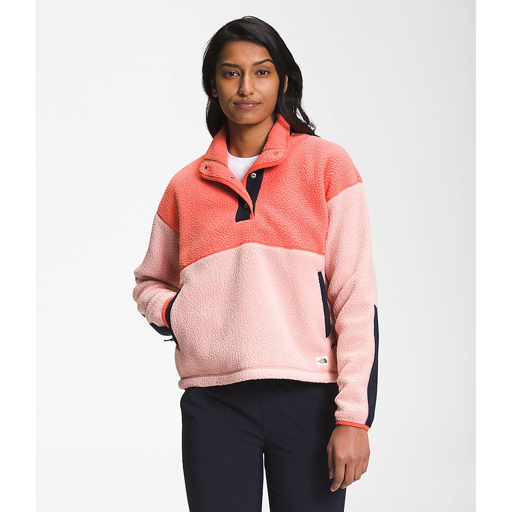 The North Face Fleece Jacket Womens Australia - The North Face Cragmont ¼ Snap Orange / Rose (OEZ-56